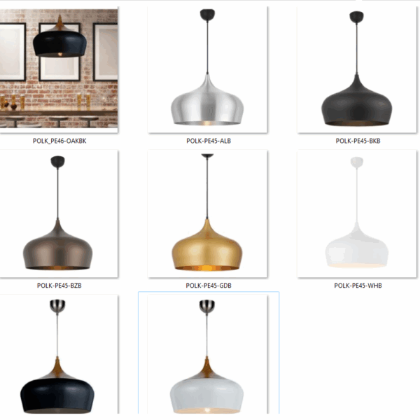 Polk PE45 Large Industrial Decor Single Pendant Light Choice Of 7 Colors