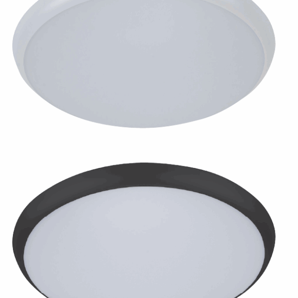 Solar Large Round 35w Slimline Tri-Colour LED Dimmable IP54 Oyster Light White-Black