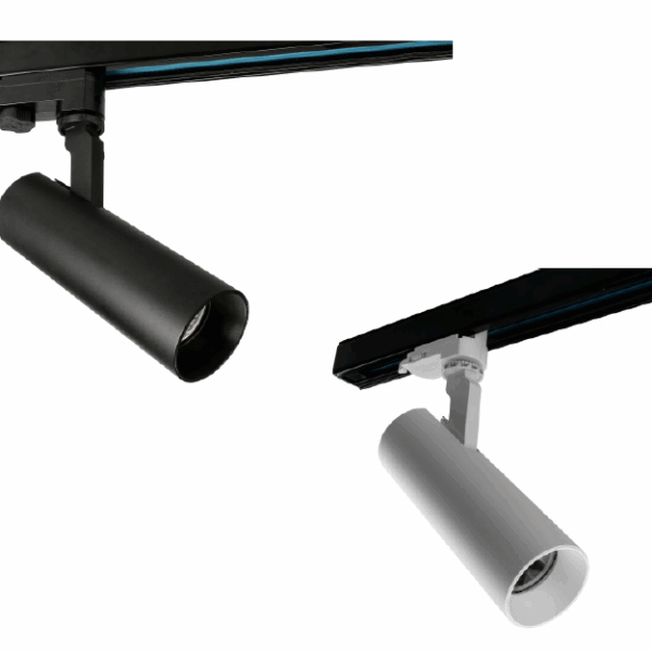 TH26 Dimmable Built-in Led 20W Cool White Colour Temperature Adjustable Straight Cylinder Single Circuit 3 Wire Adaptor Track Head