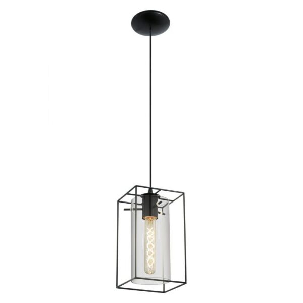 LONCINO 1-49495 Single Kitchen Benchtop Pendant Light Black Frame With Smoke