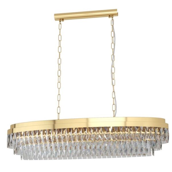 Valparaiso 39463 Oval Shape Crystal Gold Large Pendant Light
