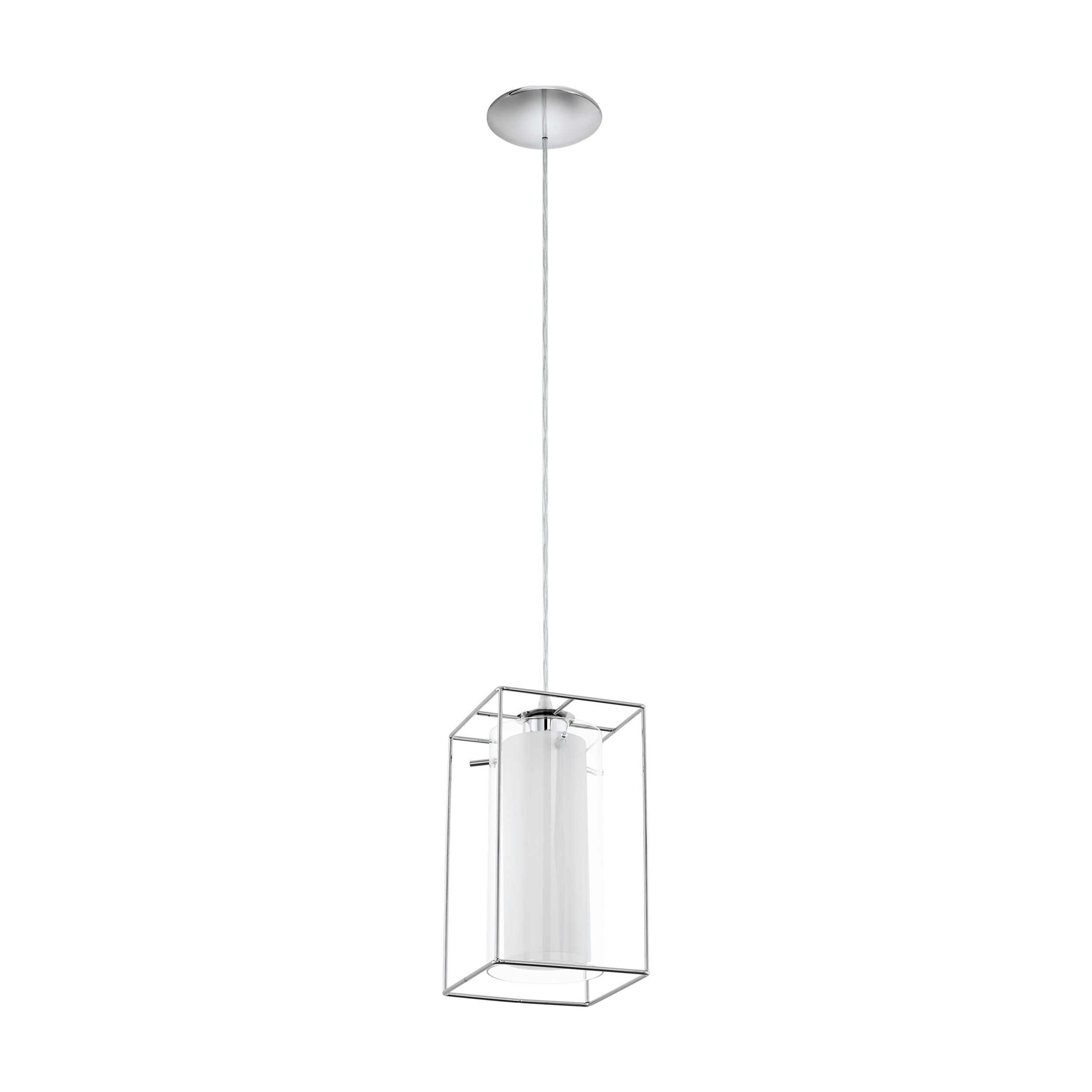 LONCINO 1-94377 Single Kitchen Benchtop Pendant Light Chrome Frame With Opel Glass