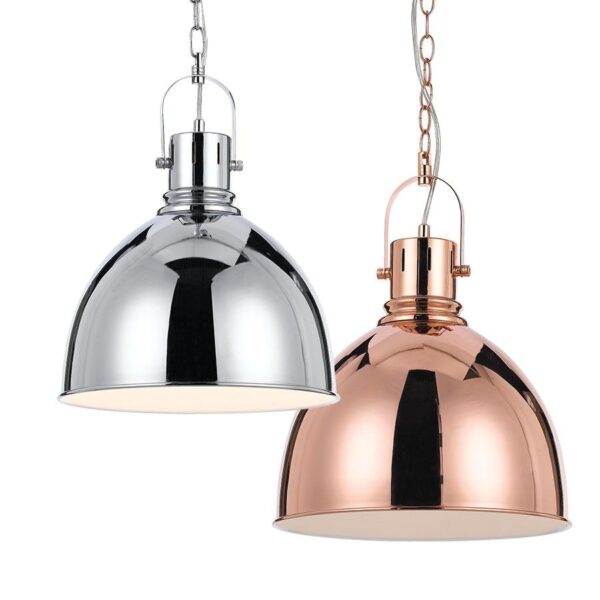 Market Classic Single Chrome & Copper Shade Pendant Light