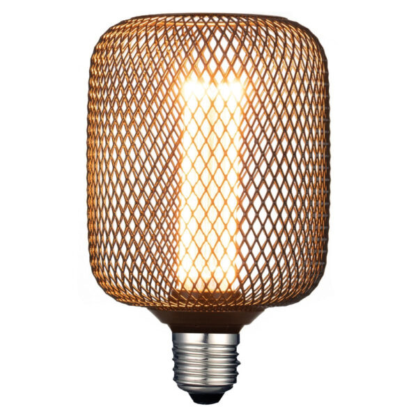 Vintage E27 Base Laser Cut Filament Decorative Black Metal Mesh Cylinder