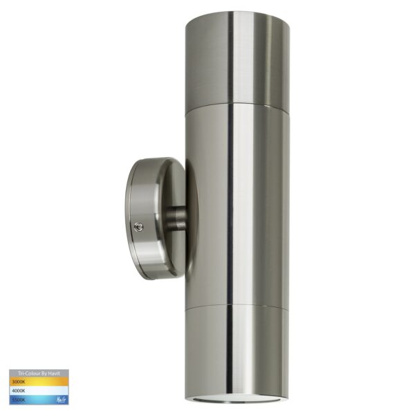 Up/Down Exterior HV1005T GU10 2x9w Tri-Colour 316 Stainless Steel Wall-Pillar Light