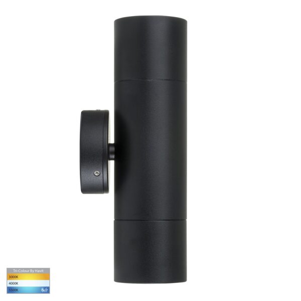 Up/Down Exterior HV1025T GU10 Led 2x9w Tri-Color Matt Black Wall/Pillar Light