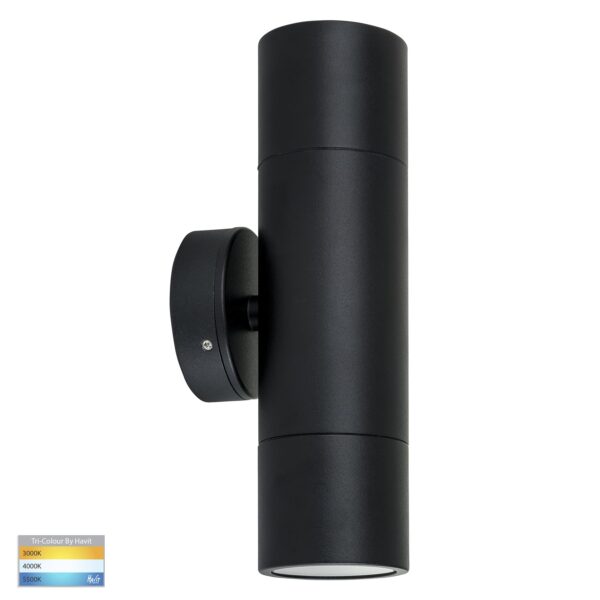 Up/Down Exterior HV1027T 12V 2x5W Tri Color Wall/Pillar matt Black Light