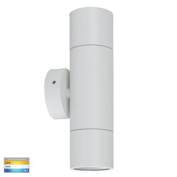 Up/Down Exterior HV1035T GU10 Led 2x9w Tri-Color White Wall/Pillar Light