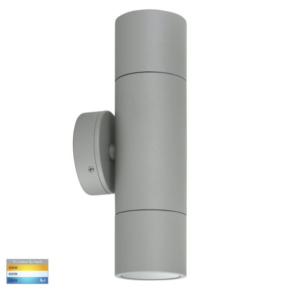 Up/Down Exterior HV1047T GU10 2x5W Tri-Color Silver Wall/Pillar Light