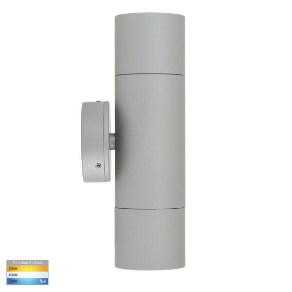 Up/Down Exterior HV1047T Mr16 2x5W Tri-Colour Silver Wall/Pillar Light