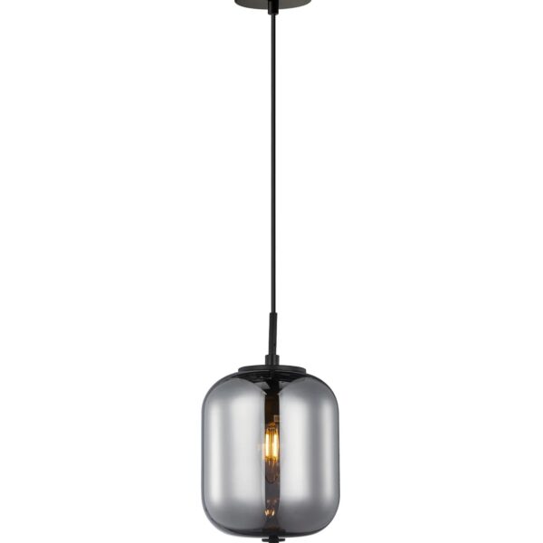 Pino Interior Opal Matte / Smokey Black Mirror Finish Glass Jar Pendant Light
