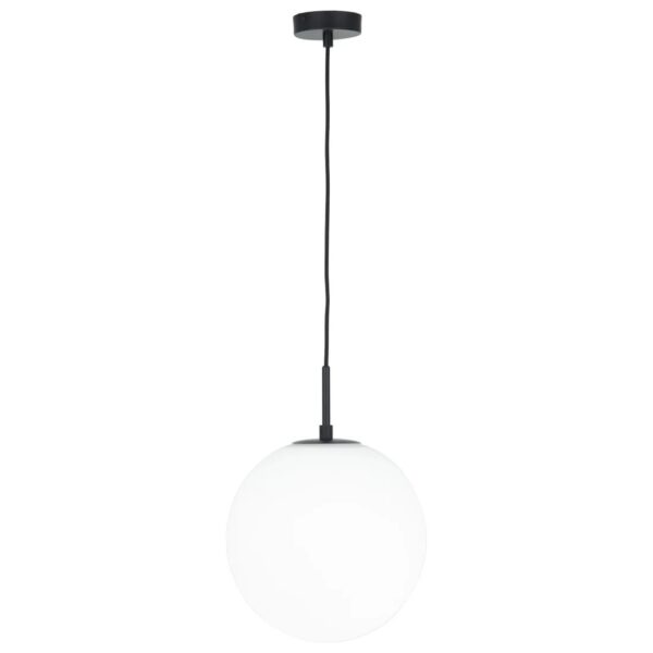 Preston Small 250mm Opal Glass With Black and Antique Brass Metalware Pendant Light
