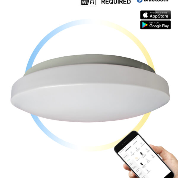 Smtoys1 Led Smart White Round Dimmable Tri-Colour Surface Mount Oyster Light
