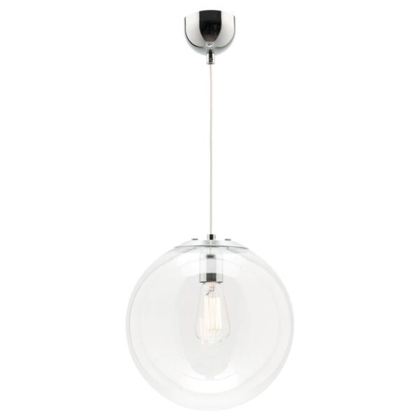 Toledo Large 300mm Clear Glass With Chrome Metalware Pendant Light