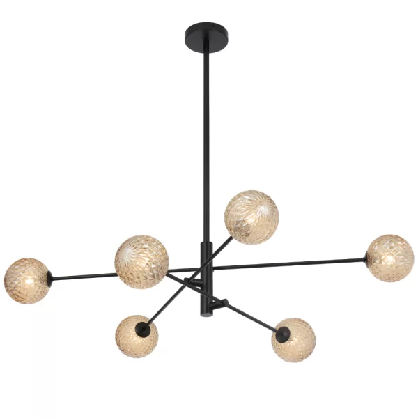 Gaston 6 Light Black Frame Living Room-Dinning Table Pendant