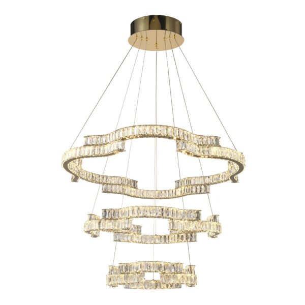 Jura 3 Tier 3CCT Crystal Led Modern Pendant with Dimmable Bluetooth Remote