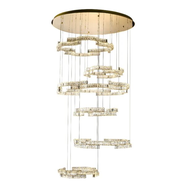 Jura 6 Tier 3CCT Crystal Led Modern Pendant with Dimmable Bluetooth Remote