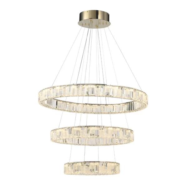 Rias 3 Tier 3CCT Crystal Led Modern Pendant with Dimmable Bluetooth Remote
