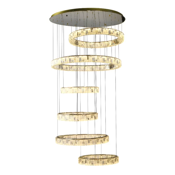 Rias 6 Tier 3CCT Crystal Led Modern Pendant with Dimmable Bluetooth Remote