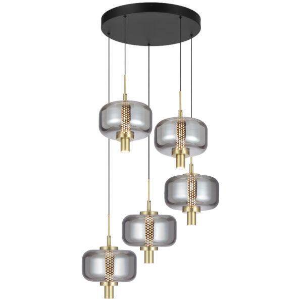 Volen 5 Light Integrated Led Smoke Modern Glass Pendant