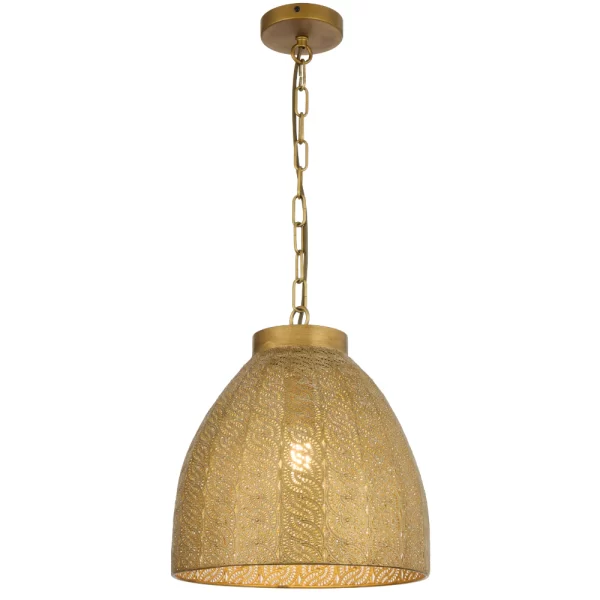 Aydin 350mm Dome Shape Antique Brass Cut-out Metal Pendant