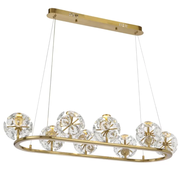 Catania 8 Light Oval Shape Modern Led Antique Gold Crystal Pendant