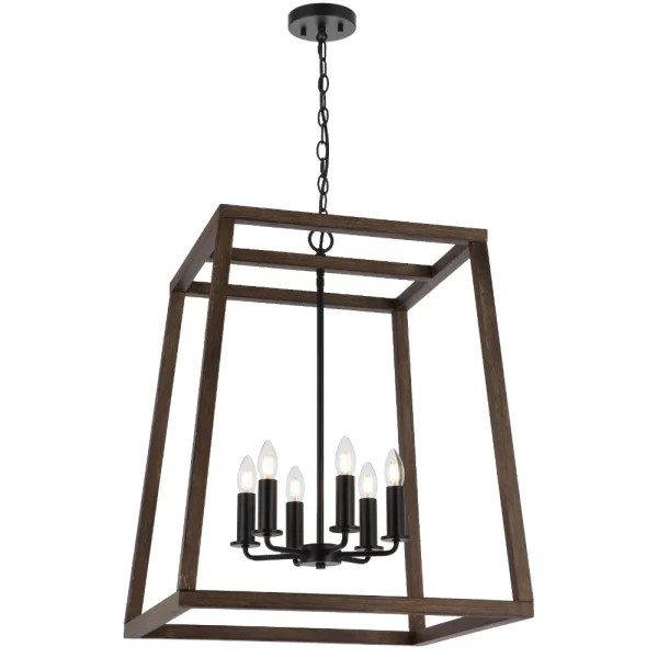 Dalton 6 Light Wooden Pendant