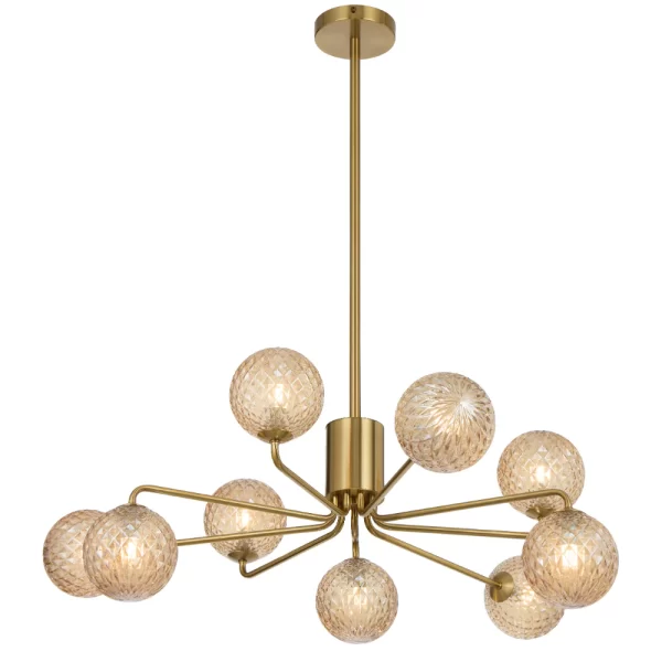 Felton 9 Light Antique Gold Frame Living Room-Dinning Table Pendant