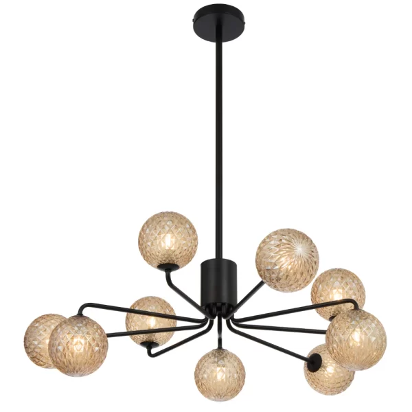 Felton 9 Light Black Frame Living Room-Dinning Table Pendant