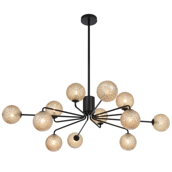 Felton 12 Light Black Frame Living Room-Dining Table Pendant