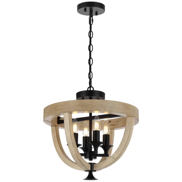 Hosley 4 Light Close-to-Ceiling  Wooden Pendant