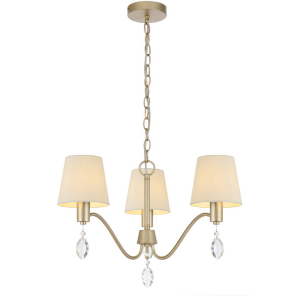 Malvern 3 Light Antique Silver Frame with Fabric Shade pendant