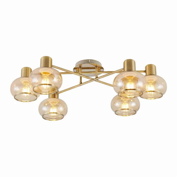 Marbell 6 Light Close-to-Ceiling Downward Glass Pendant