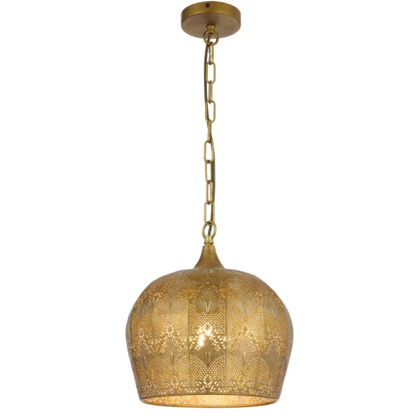 Mersin 300mm Dome Shape Antique Brass Cut-out Metal Pendant
