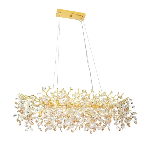 Molena 10 Light Gold, Chrome Rectangular Frame Crystal Pendant