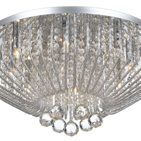 Pintor 530mm Round Crystal Close-to-Ceiling Chrome Frame