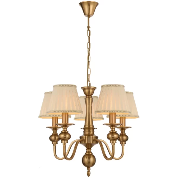 Siedel 5 Light Rod Iron Frame with Fabric Shade pendant