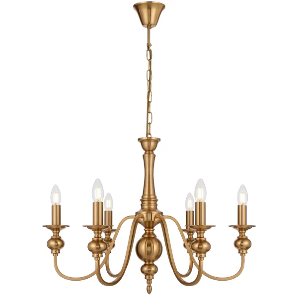 Siedel 6 Light Rod Iron Candle Style Pendant