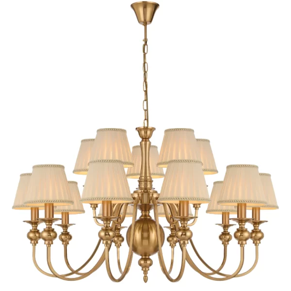 Siedel 15 Light Rod Iron Frame with Fabric Shade pendant