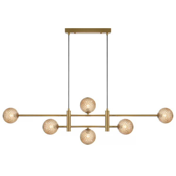 Tyson 6 Light Antique Gold Frame Living Room-Dinning Table Pendant