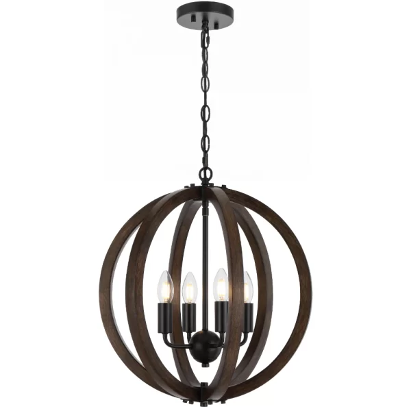 Vestal 4 Light Wooden Pendant