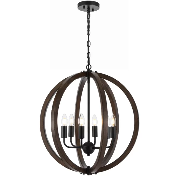 Vestal 6 Light Wooden Pendant
