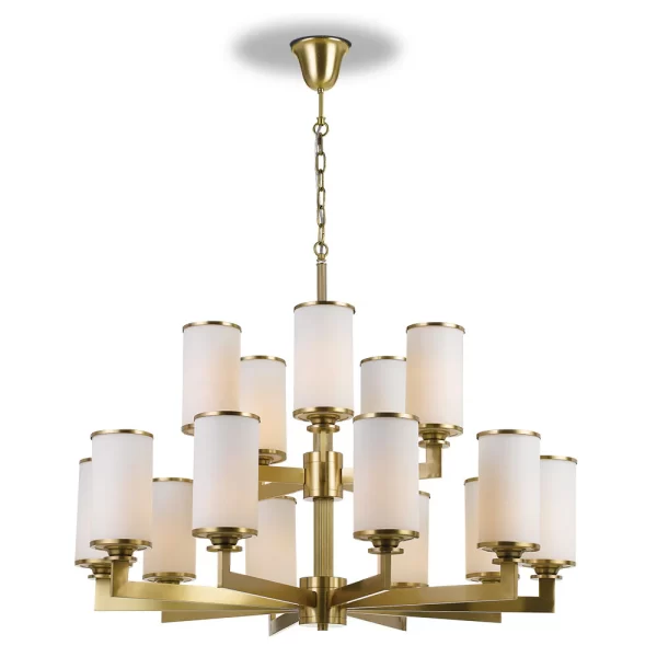 Ahern Elegant 15 Lights Solid Brass Frame with Opal Matt Shade pendant