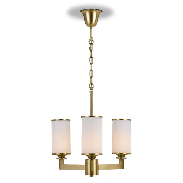 Ahern 3 Light Brass Frame with Opal Matt Shade pendant
