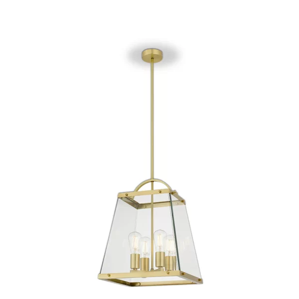 Colair 4 Light Solid Brass Clear Glass Kitchen Benchtop Pendant