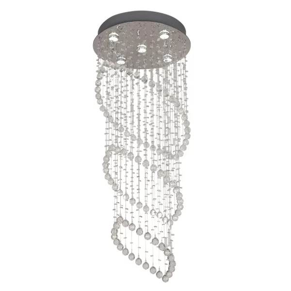 Savina 1200mm Down Shower Round Base Crystal Glass Stairwell Pendant