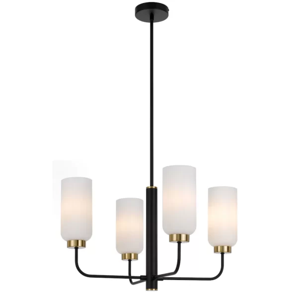 Sebring 4 Light Black Frame with Opal Glass Pendant
