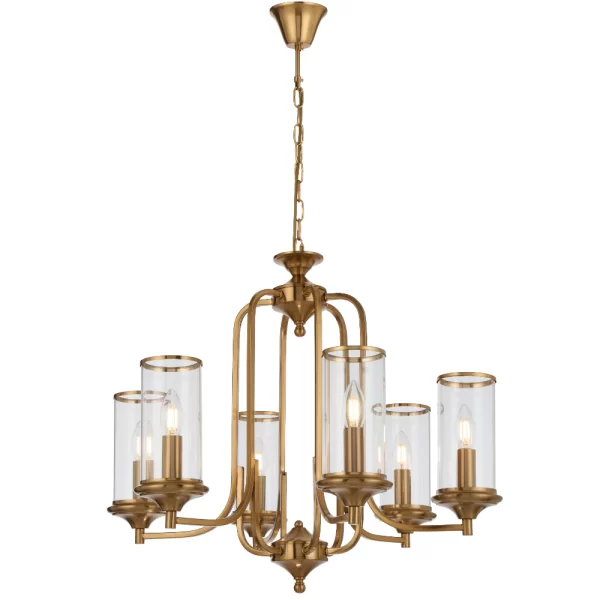 Venden 6 Light Copper Elegant Frame with Clear Glass Pendant